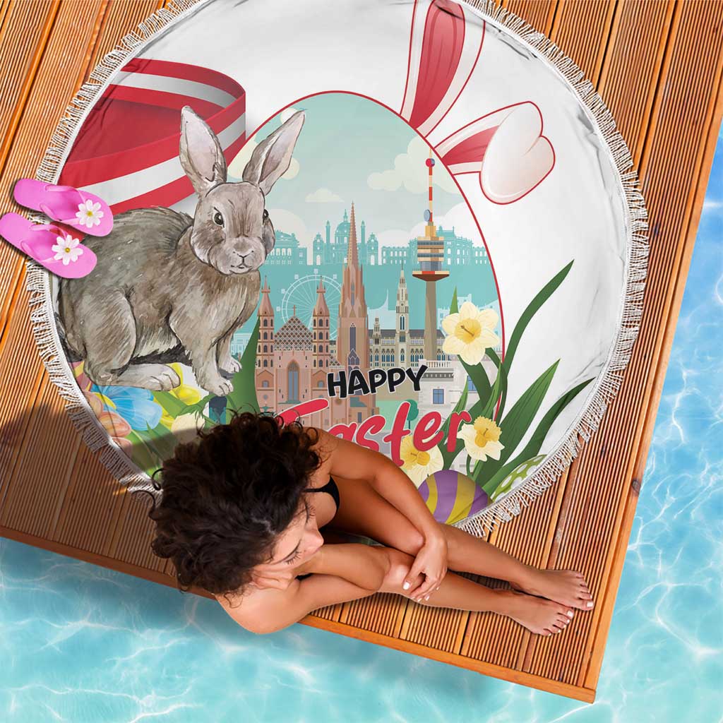 Happy Easter Austria Beach Blanket Easter Eggs With St. Stephen's Cathedral