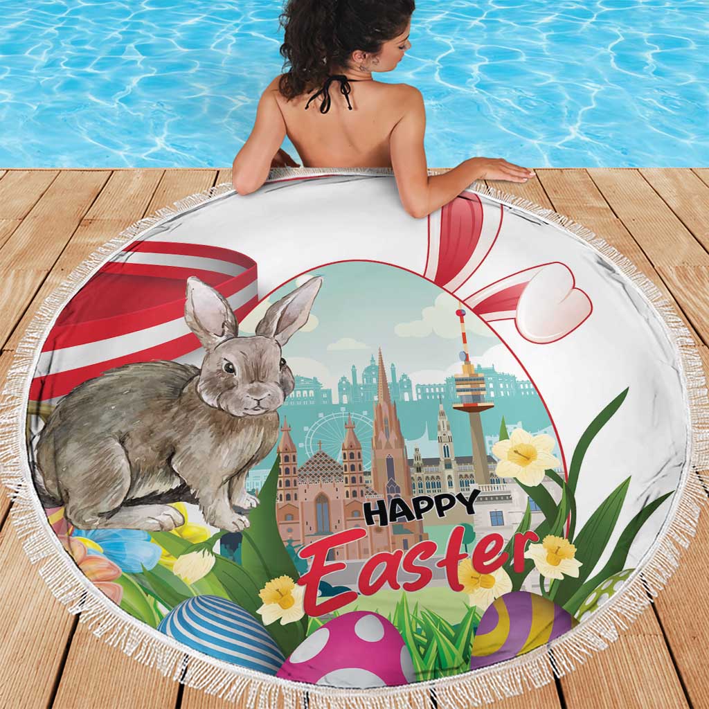 Happy Easter Austria Beach Blanket Easter Eggs With St. Stephen's Cathedral