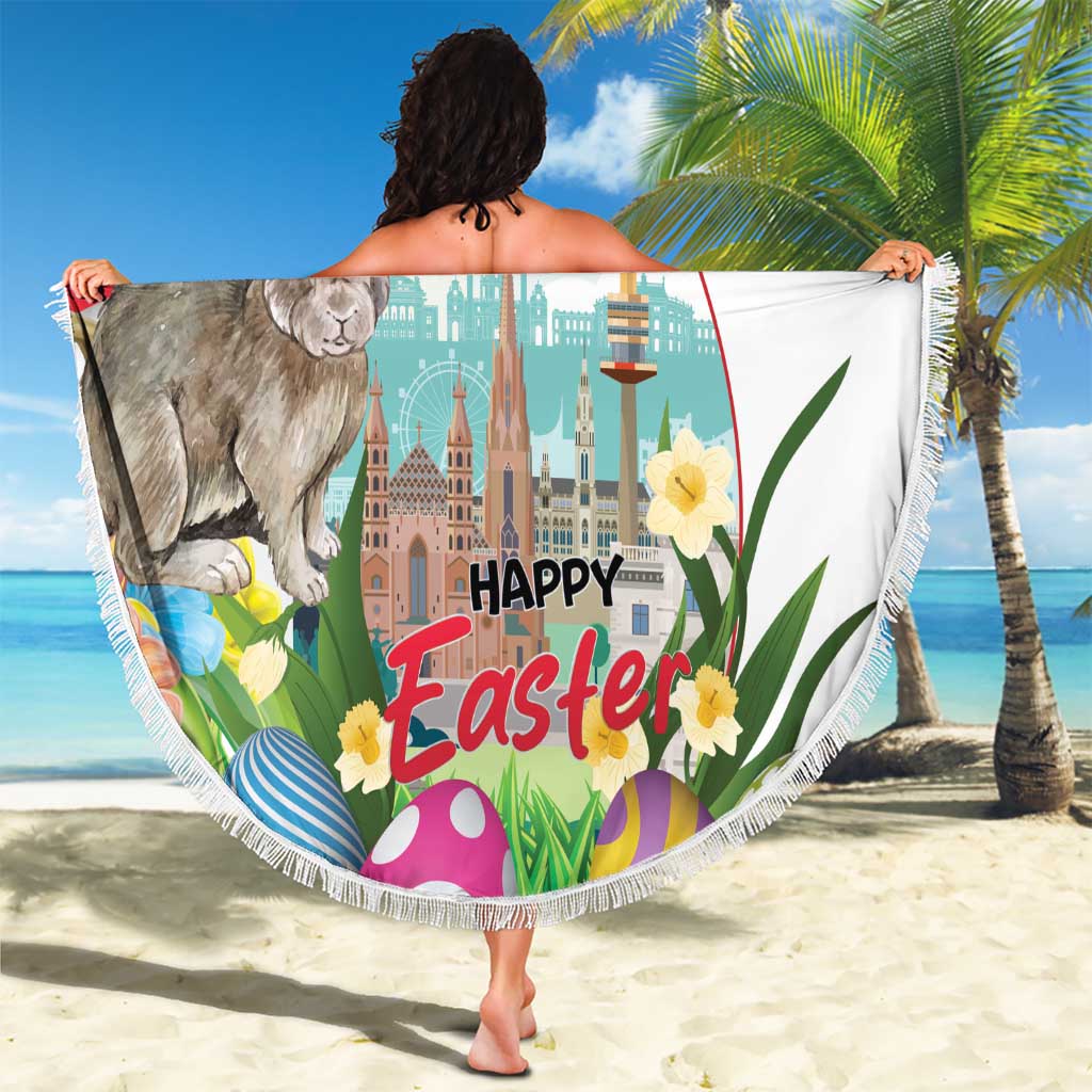 Happy Easter Austria Beach Blanket Easter Eggs With St. Stephen's Cathedral