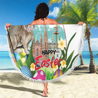 Happy Easter Austria Beach Blanket Easter Eggs With St. Stephen's Cathedral