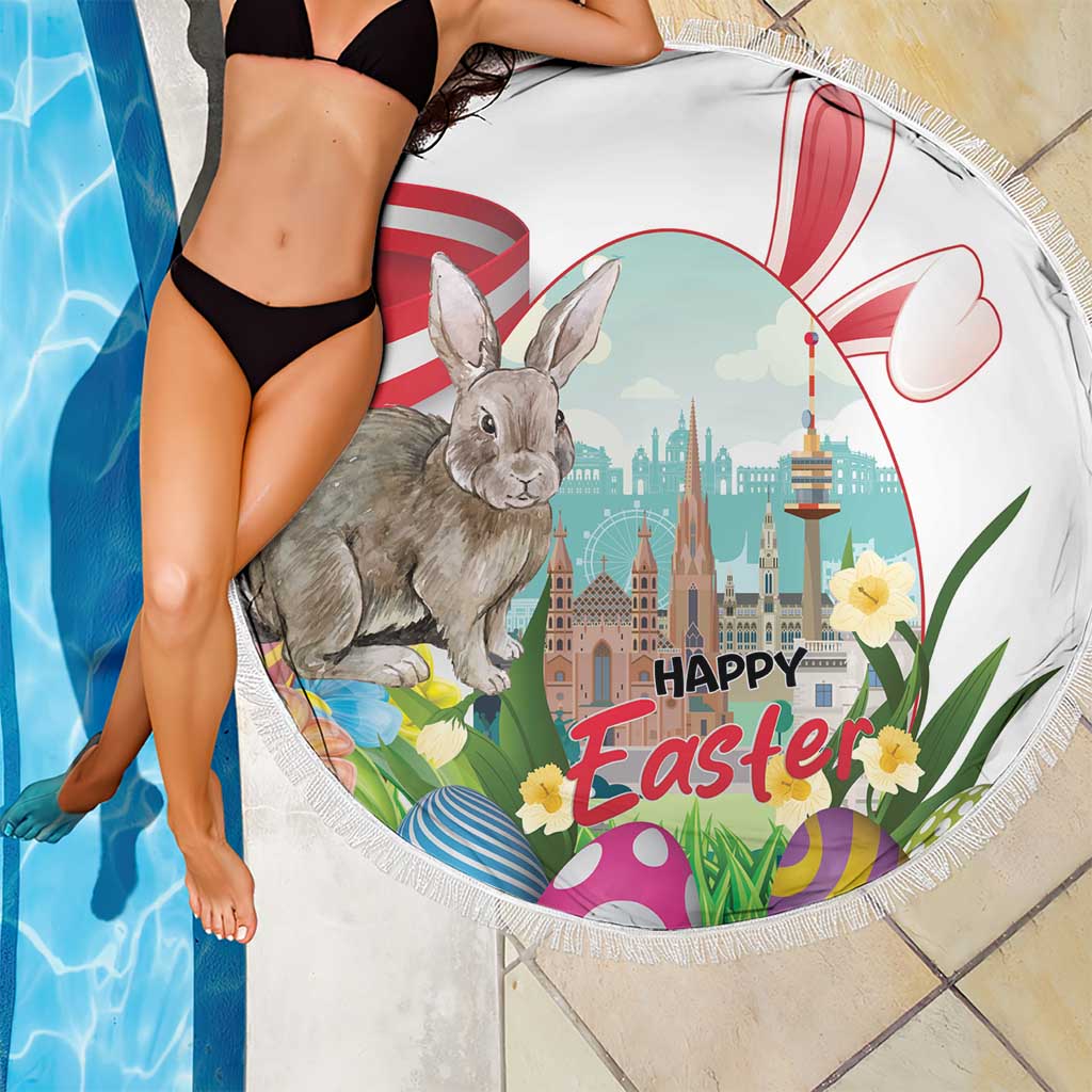 Happy Easter Austria Beach Blanket Easter Eggs With St. Stephen's Cathedral