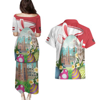 Happy Easter Austria Couples Matching Puletasi and Hawaiian Shirt Easter Eggs With St. Stephen's Cathedral