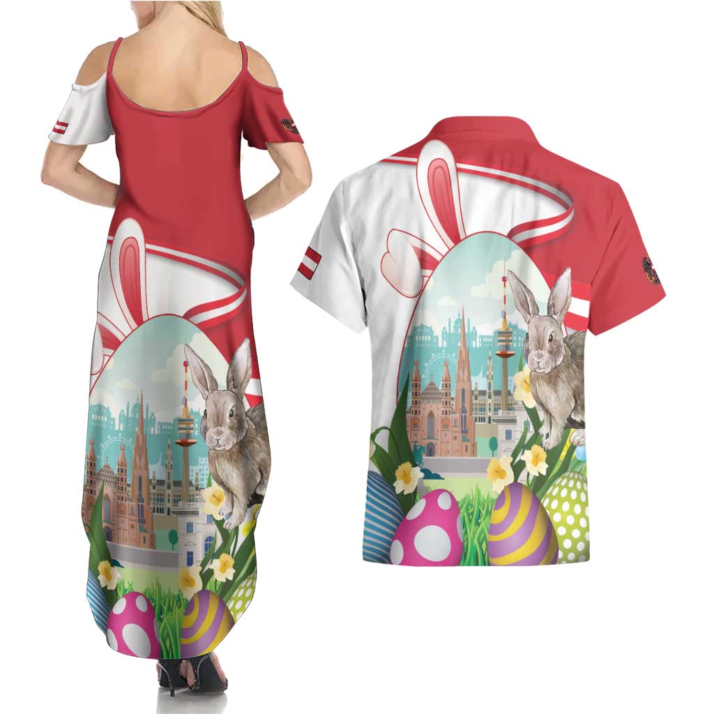 Happy Easter Austria Couples Matching Summer Maxi Dress and Hawaiian Shirt Easter Eggs With St. Stephen's Cathedral
