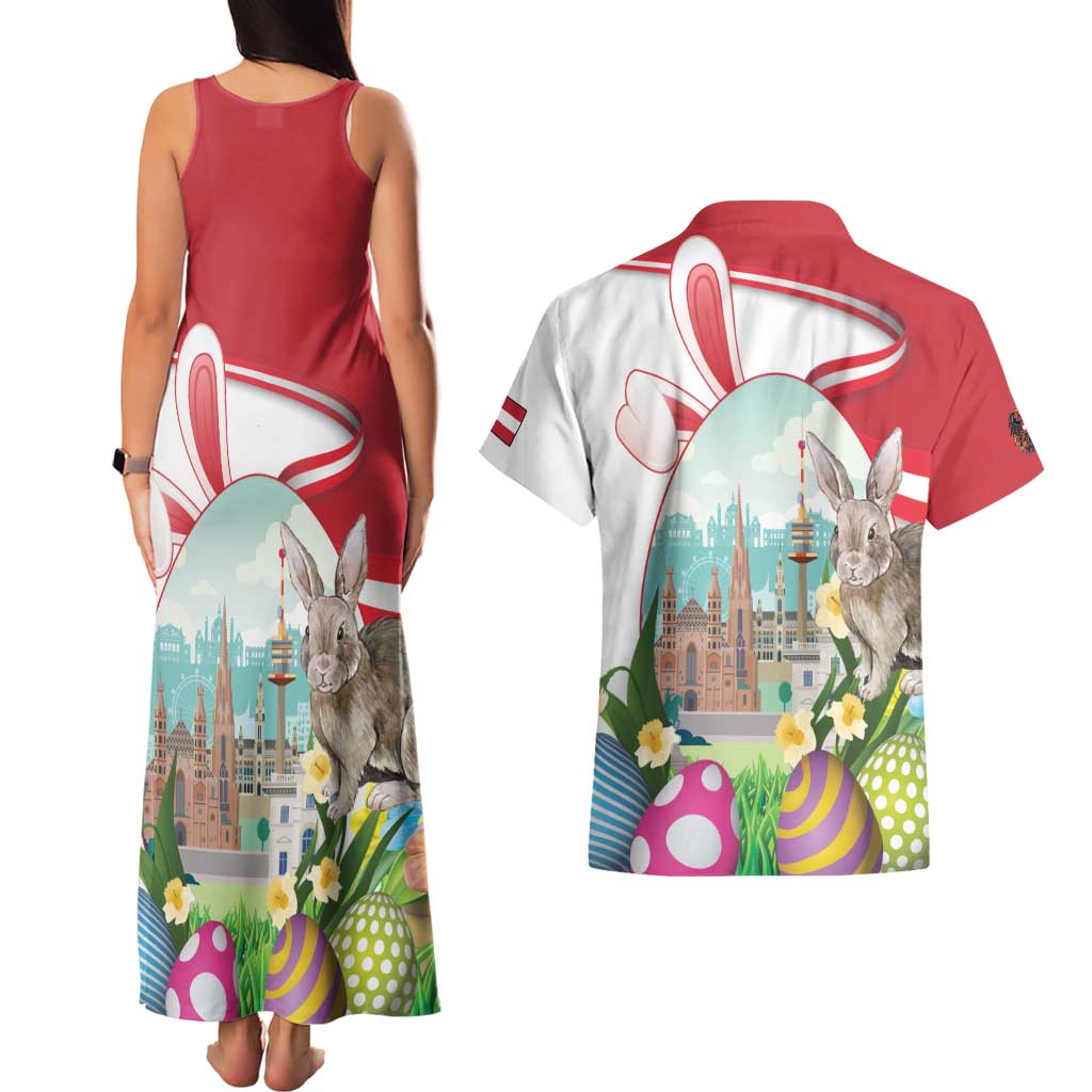 Happy Easter Austria Couples Matching Tank Maxi Dress and Hawaiian Shirt Easter Eggs With St. Stephen's Cathedral