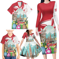 Happy Easter Austria Family Matching Long Sleeve Bodycon Dress and Hawaiian Shirt Easter Eggs With St. Stephen's Cathedral