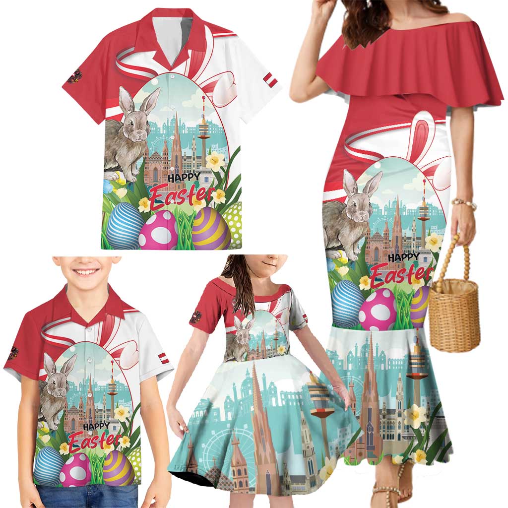 Happy Easter Austria Family Matching Mermaid Dress and Hawaiian Shirt Easter Eggs With St. Stephen's Cathedral