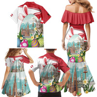 Happy Easter Austria Family Matching Mermaid Dress and Hawaiian Shirt Easter Eggs With St. Stephen's Cathedral
