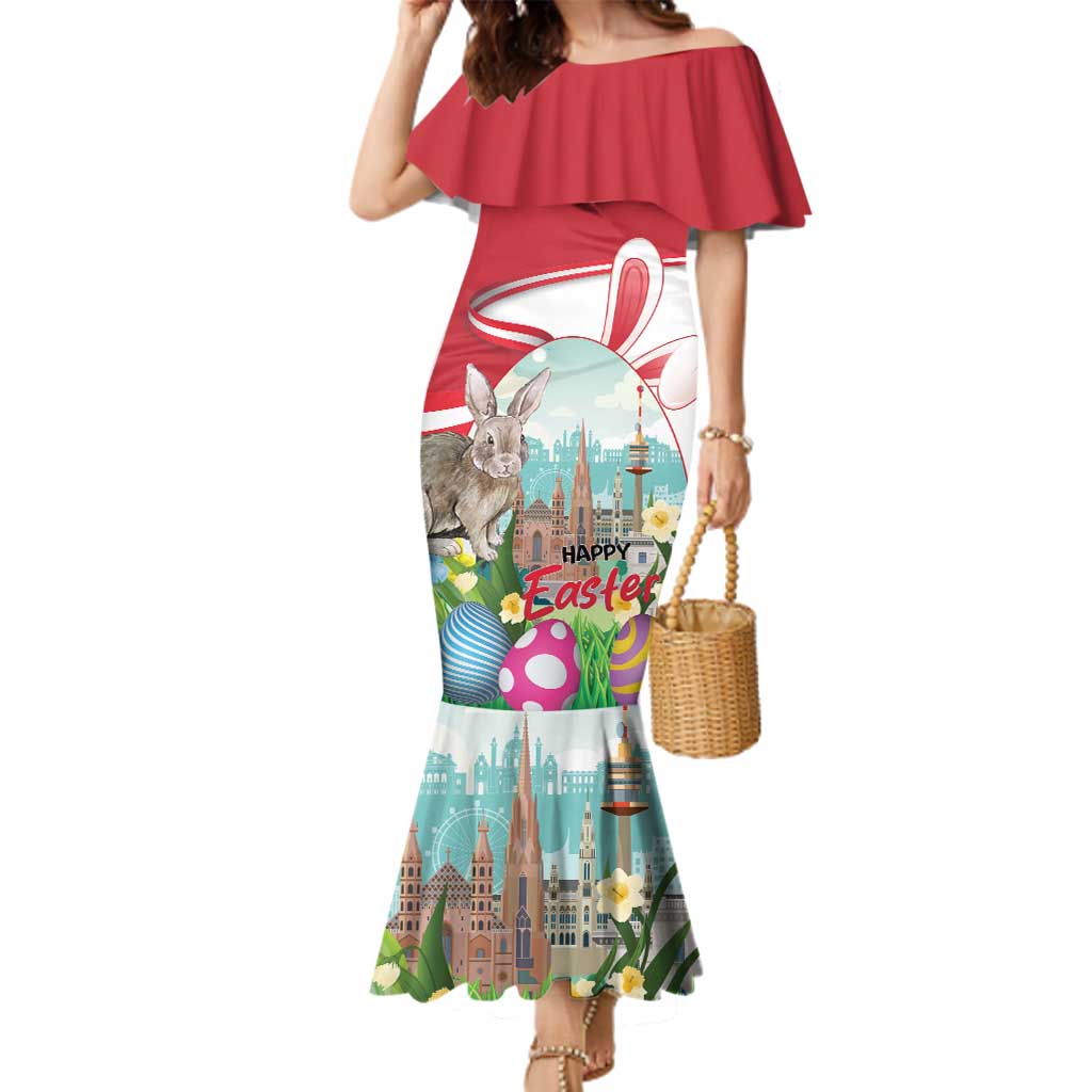 Happy Easter Austria Family Matching Mermaid Dress and Hawaiian Shirt Easter Eggs With St. Stephen's Cathedral