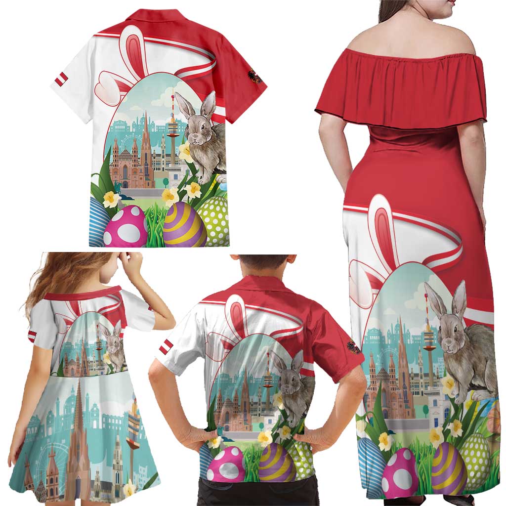 Happy Easter Austria Family Matching Off Shoulder Maxi Dress and Hawaiian Shirt Easter Eggs With St. Stephen's Cathedral
