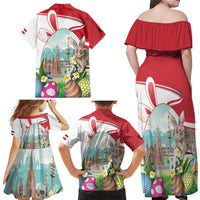 Happy Easter Austria Family Matching Off Shoulder Maxi Dress and Hawaiian Shirt Easter Eggs With St. Stephen's Cathedral