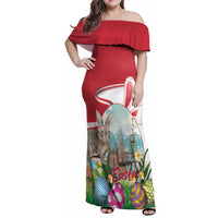 Happy Easter Austria Family Matching Off Shoulder Maxi Dress and Hawaiian Shirt Easter Eggs With St. Stephen's Cathedral