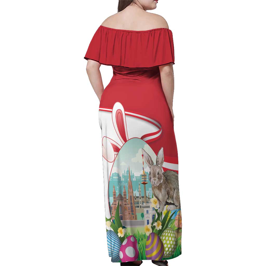 Happy Easter Austria Family Matching Off Shoulder Maxi Dress and Hawaiian Shirt Easter Eggs With St. Stephen's Cathedral