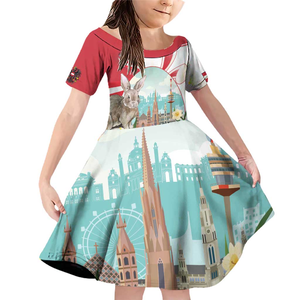 Happy Easter Austria Family Matching Off Shoulder Short Dress and Hawaiian Shirt Easter Eggs With St. Stephen's Cathedral