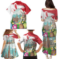 Happy Easter Austria Family Matching Puletasi and Hawaiian Shirt Easter Eggs With St. Stephen's Cathedral