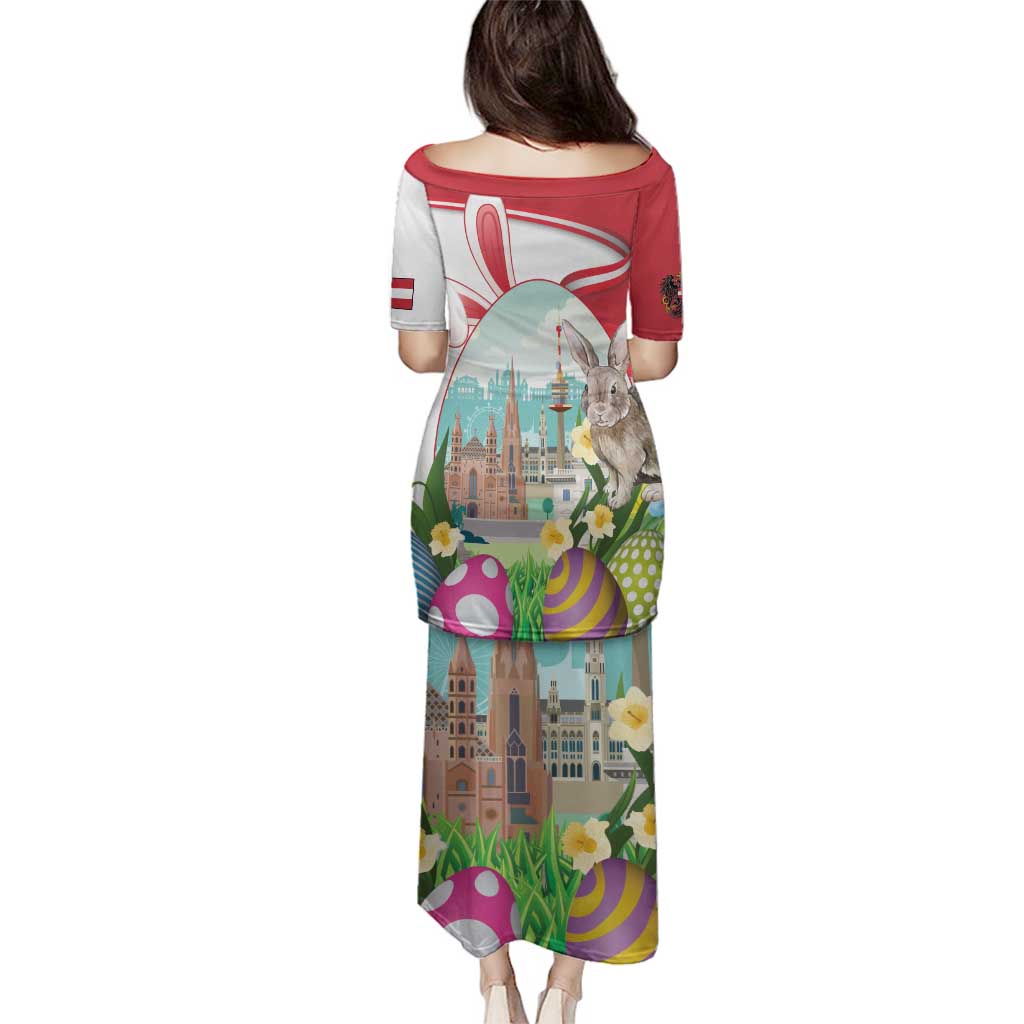 Happy Easter Austria Family Matching Puletasi and Hawaiian Shirt Easter Eggs With St. Stephen's Cathedral