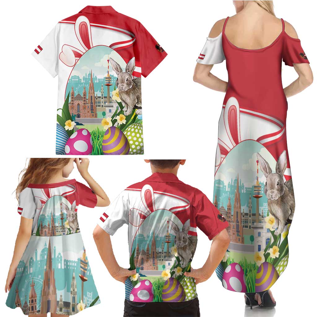 Happy Easter Austria Family Matching Summer Maxi Dress and Hawaiian Shirt Easter Eggs With St. Stephen's Cathedral