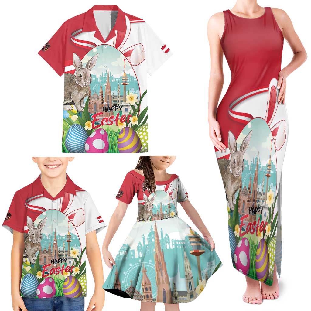 Happy Easter Austria Family Matching Tank Maxi Dress and Hawaiian Shirt Easter Eggs With St. Stephen's Cathedral