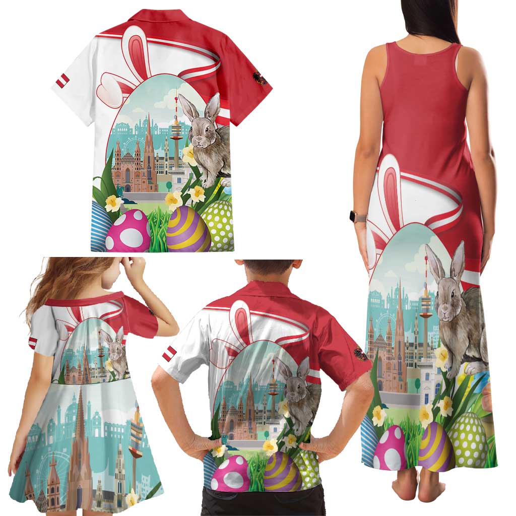 Happy Easter Austria Family Matching Tank Maxi Dress and Hawaiian Shirt Easter Eggs With St. Stephen's Cathedral
