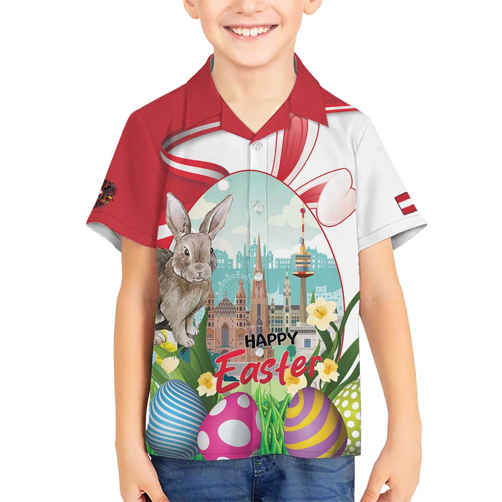 Happy Easter Austria Kid Hawaiian Shirt Easter Eggs With St. Stephen's Cathedral