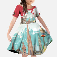 Happy Easter Austria Kid Short Sleeve Dress Easter Eggs With St. Stephen's Cathedral