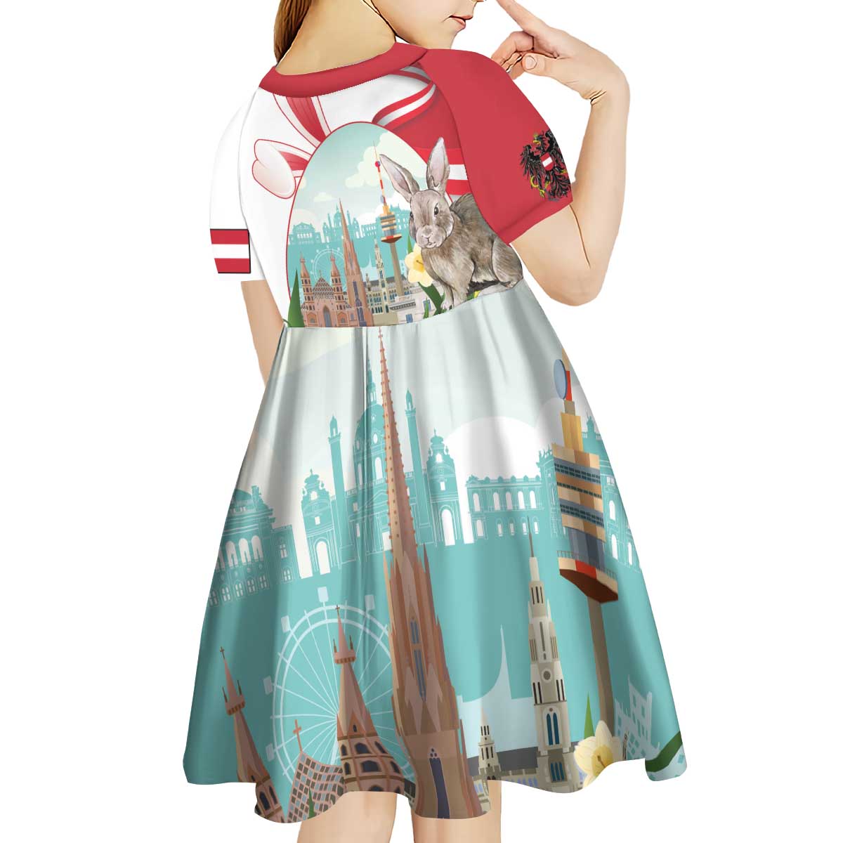 Happy Easter Austria Kid Short Sleeve Dress Easter Eggs With St. Stephen's Cathedral