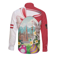 Happy Easter Austria Long Sleeve Button Shirt Easter Eggs With St. Stephen's Cathedral