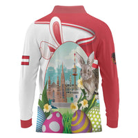 Happy Easter Austria Long Sleeve Polo Shirt Easter Eggs With St. Stephen's Cathedral