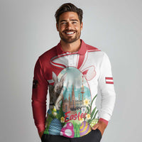 Happy Easter Austria Long Sleeve Polo Shirt Easter Eggs With St. Stephen's Cathedral
