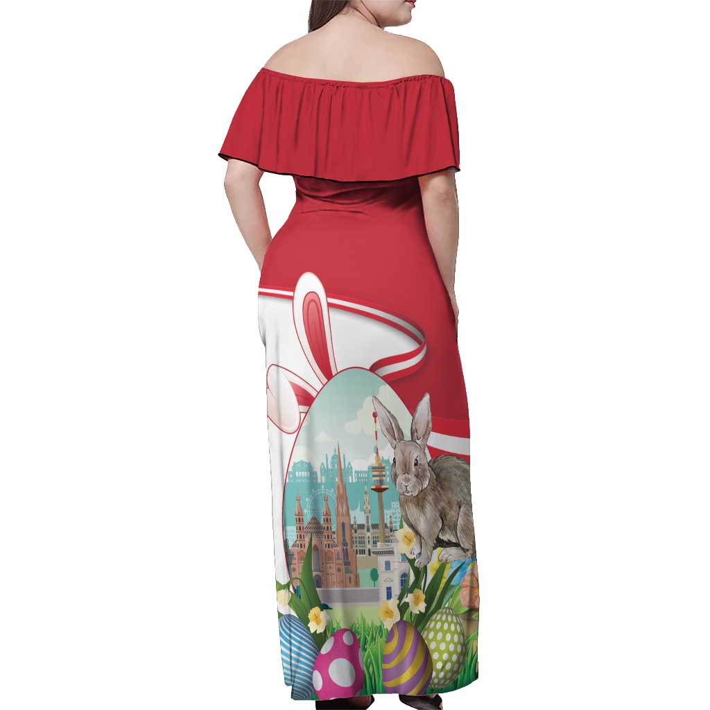 Happy Easter Austria Off Shoulder Maxi Dress Easter Eggs With St. Stephen's Cathedral