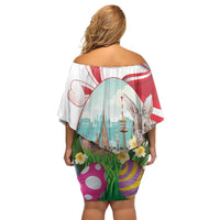 Happy Easter Austria Off Shoulder Short Dress Easter Eggs With St. Stephen's Cathedral