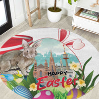 Happy Easter Austria Round Carpet Easter Eggs With St. Stephen's Cathedral