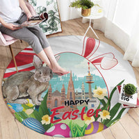 Happy Easter Austria Round Carpet Easter Eggs With St. Stephen's Cathedral