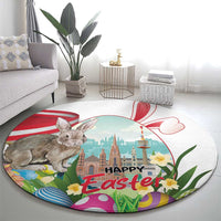 Happy Easter Austria Round Carpet Easter Eggs With St. Stephen's Cathedral