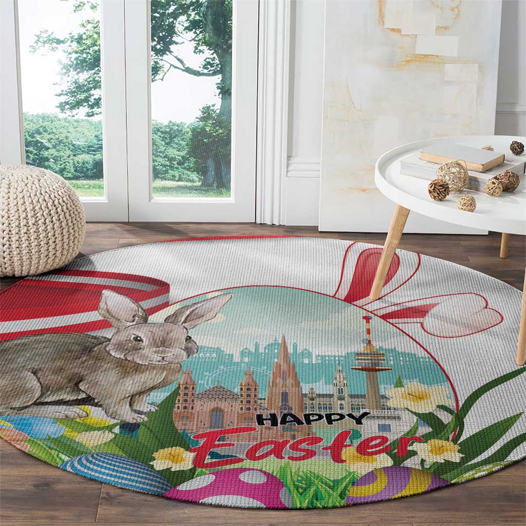Happy Easter Austria Round Carpet Easter Eggs With St. Stephen's Cathedral