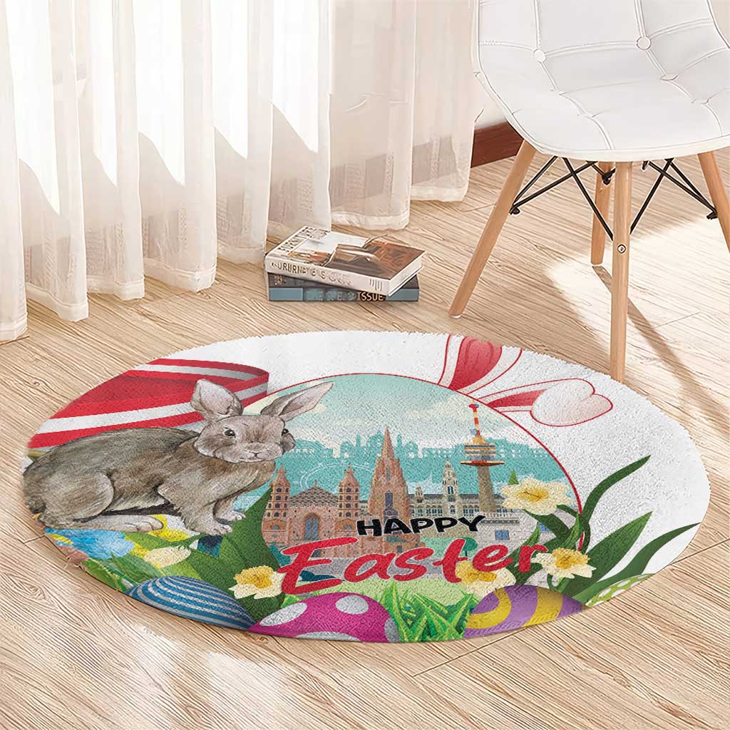 Happy Easter Austria Round Carpet Easter Eggs With St. Stephen's Cathedral