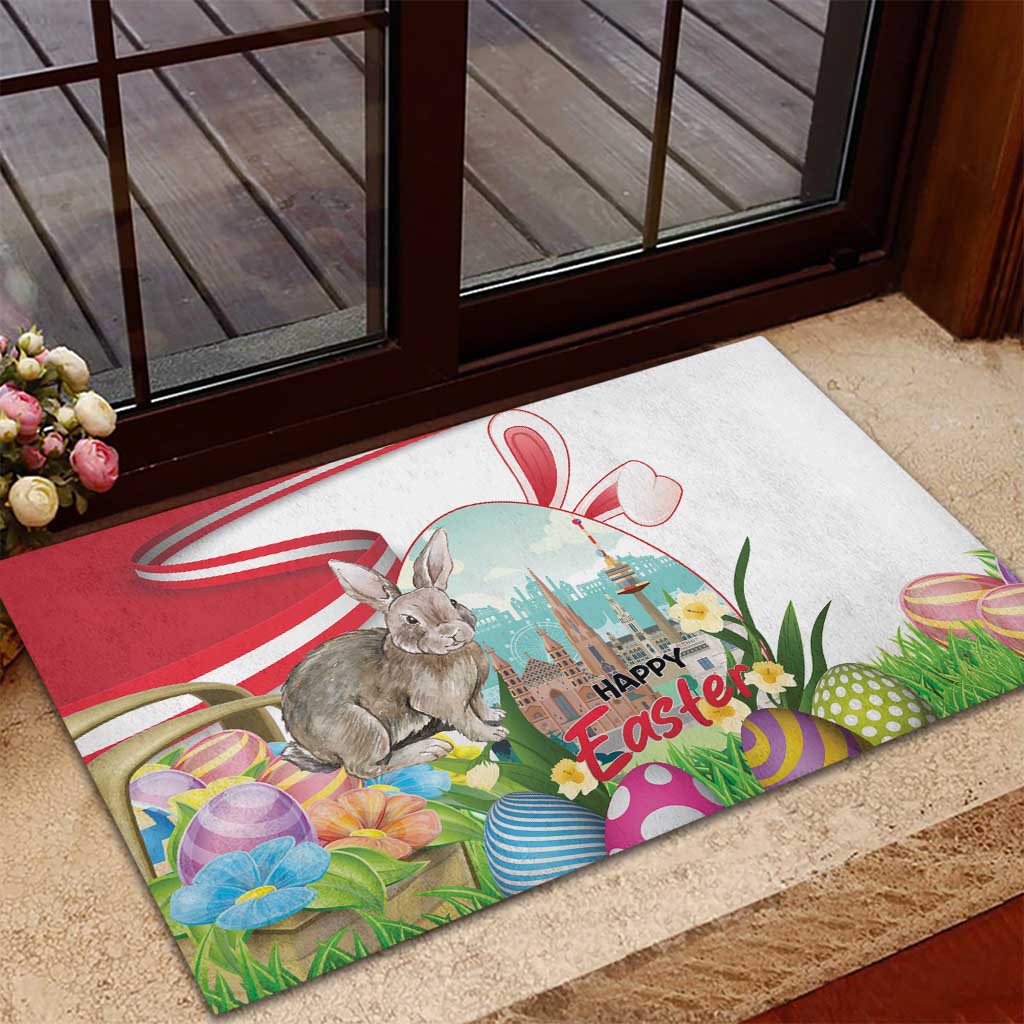 Happy Easter Austria Rubber Doormat Easter Eggs With St. Stephen's Cathedral