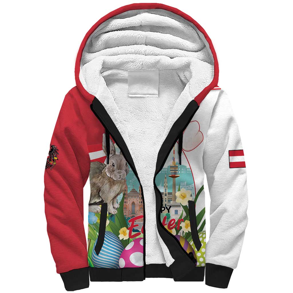 Happy Easter Austria Sherpa Hoodie Easter Eggs With St. Stephen's Cathedral