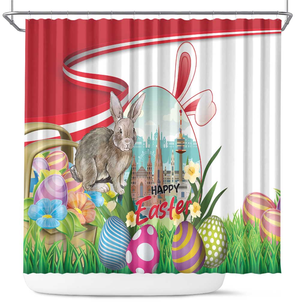 Happy Easter Austria Shower Curtain Easter Eggs With St. Stephen's Cathedral