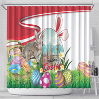 Happy Easter Austria Shower Curtain Easter Eggs With St. Stephen's Cathedral