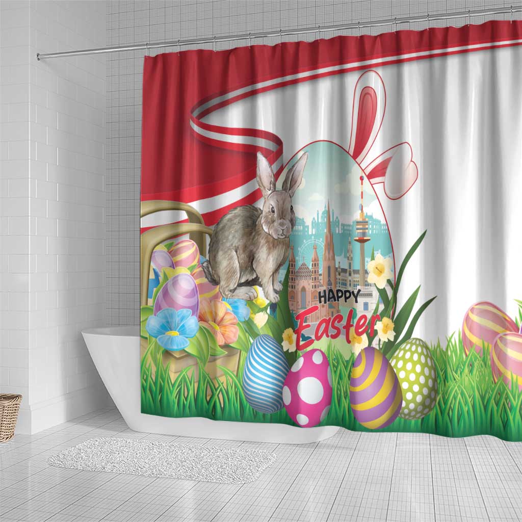 Happy Easter Austria Shower Curtain Easter Eggs With St. Stephen's Cathedral