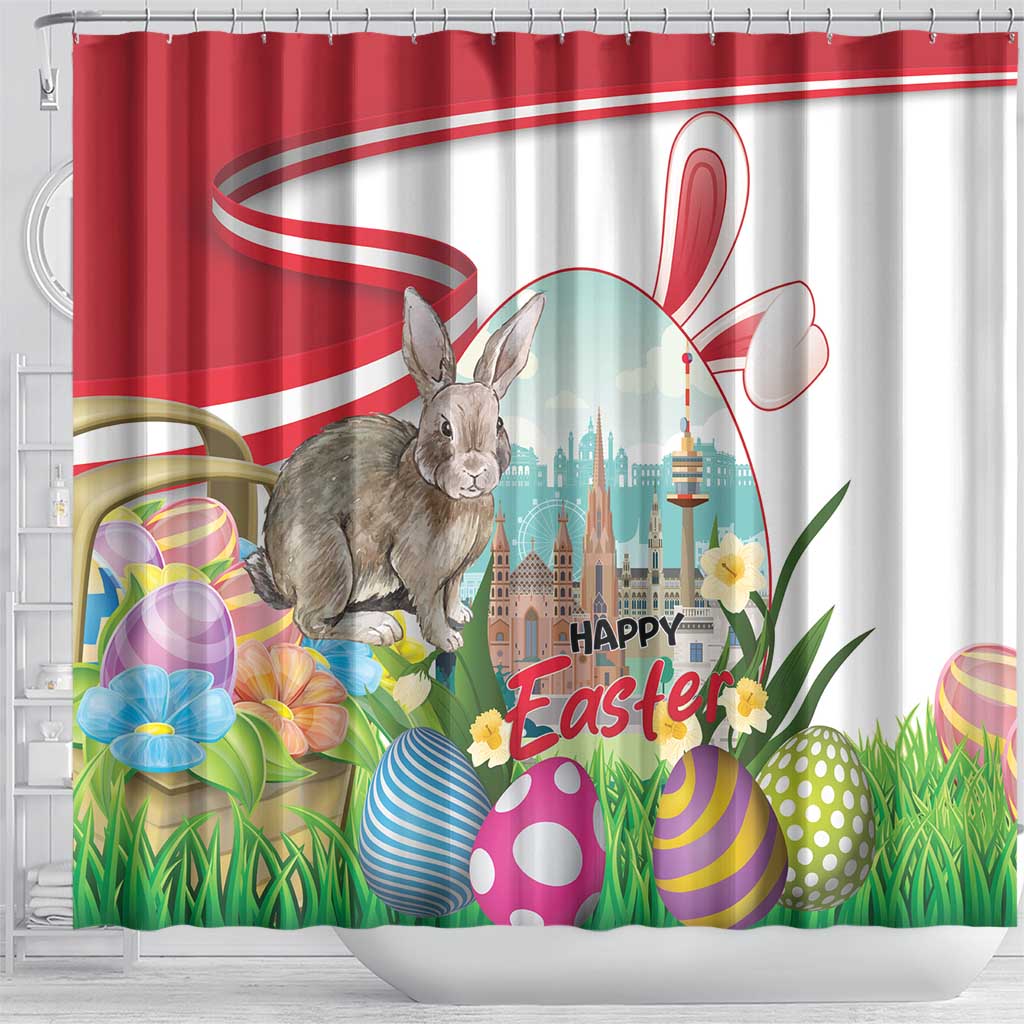 Happy Easter Austria Shower Curtain Easter Eggs With St. Stephen's Cathedral