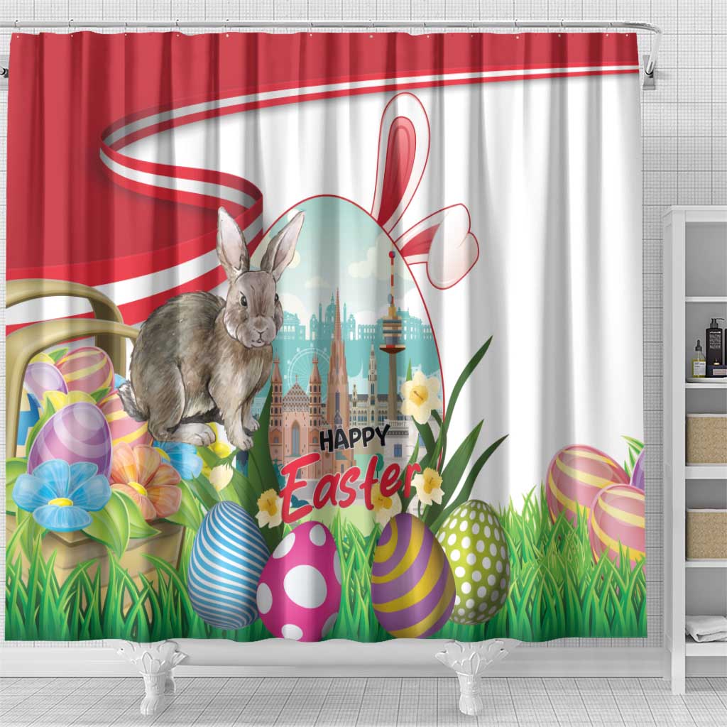 Happy Easter Austria Shower Curtain Easter Eggs With St. Stephen's Cathedral