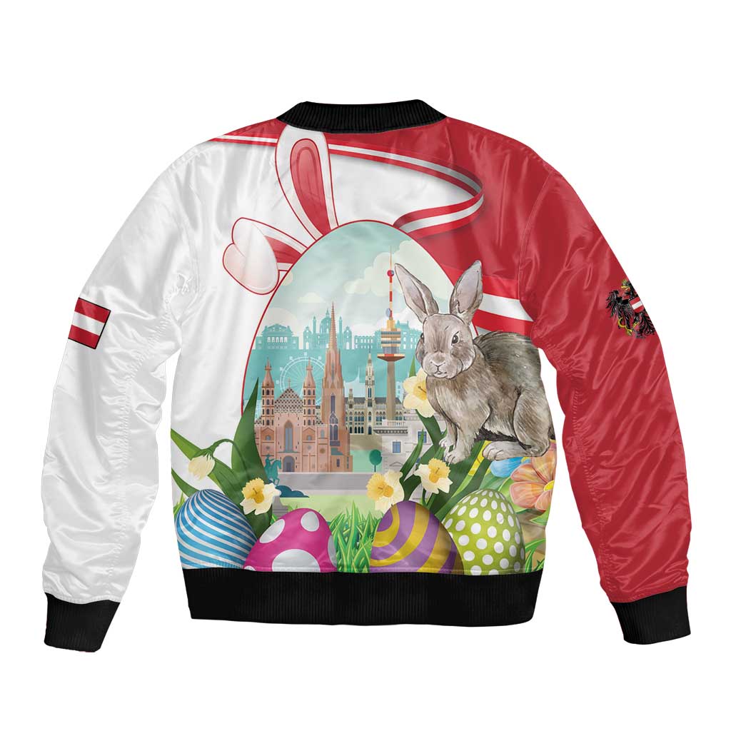 Happy Easter Austria Sleeve Zip Bomber Jacket Easter Eggs With St. Stephen's Cathedral