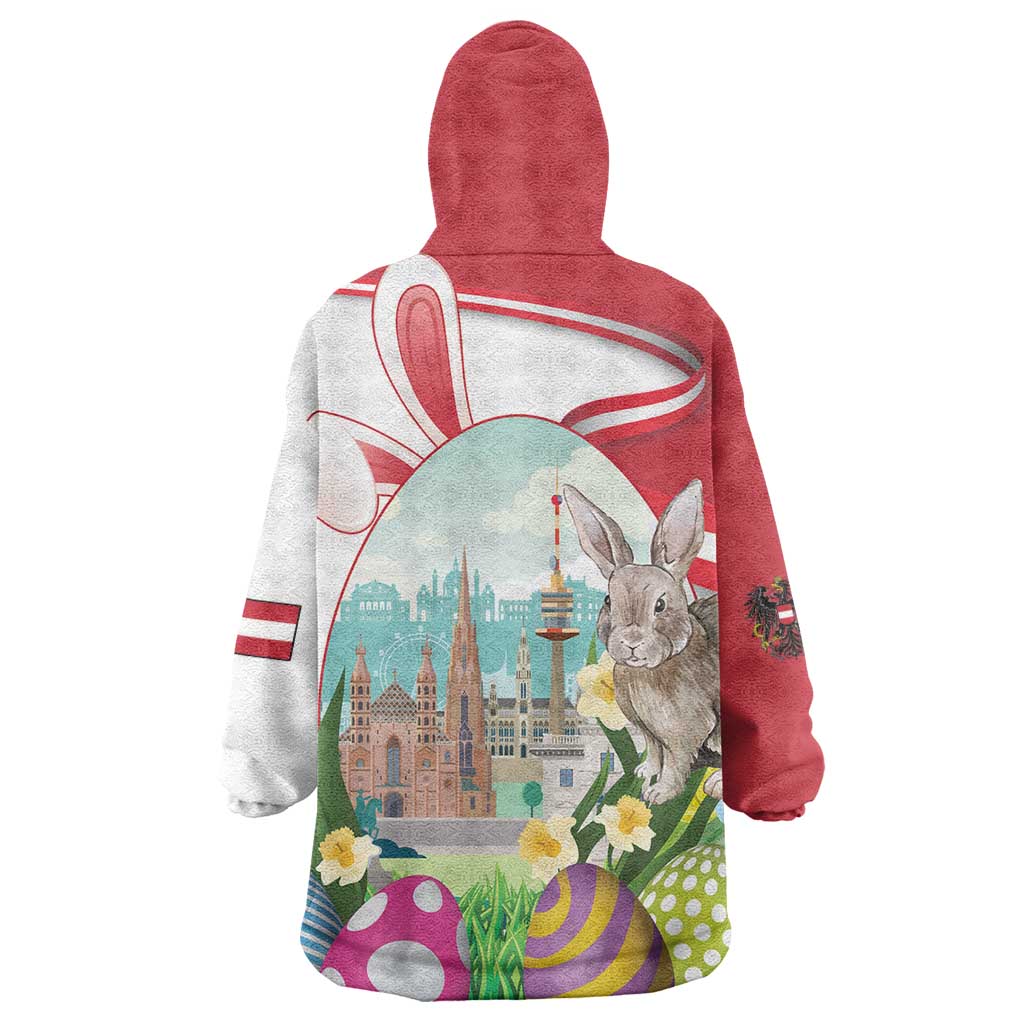 Happy Easter Austria Wearable Blanket Hoodie Easter Eggs With St. Stephen's Cathedral