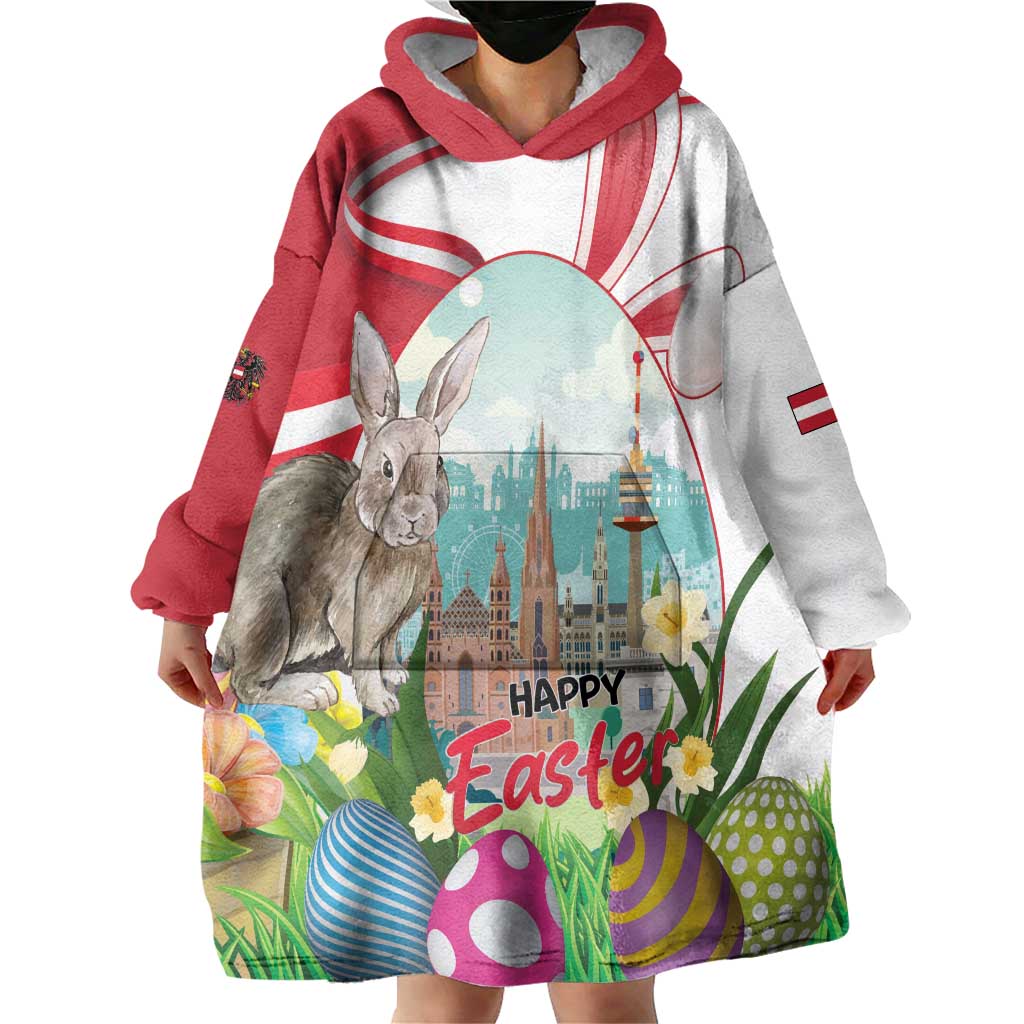 Happy Easter Austria Wearable Blanket Hoodie Easter Eggs With St. Stephen's Cathedral