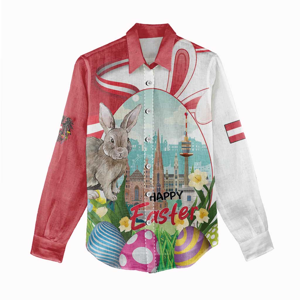 Happy Easter Austria Women Casual Shirt Easter Eggs With St. Stephen's Cathedral