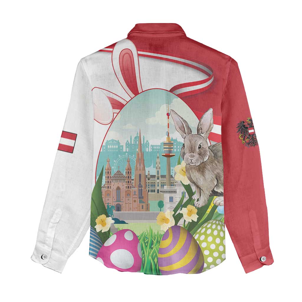 Happy Easter Austria Women Casual Shirt Easter Eggs With St. Stephen's Cathedral