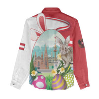 Happy Easter Austria Women Casual Shirt Easter Eggs With St. Stephen's Cathedral