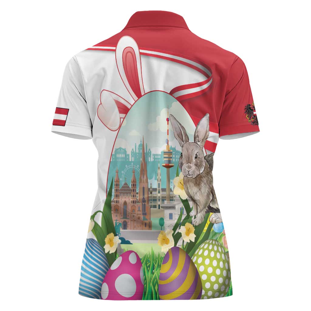 Happy Easter Austria Women Polo Shirt Easter Eggs With St. Stephen's Cathedral