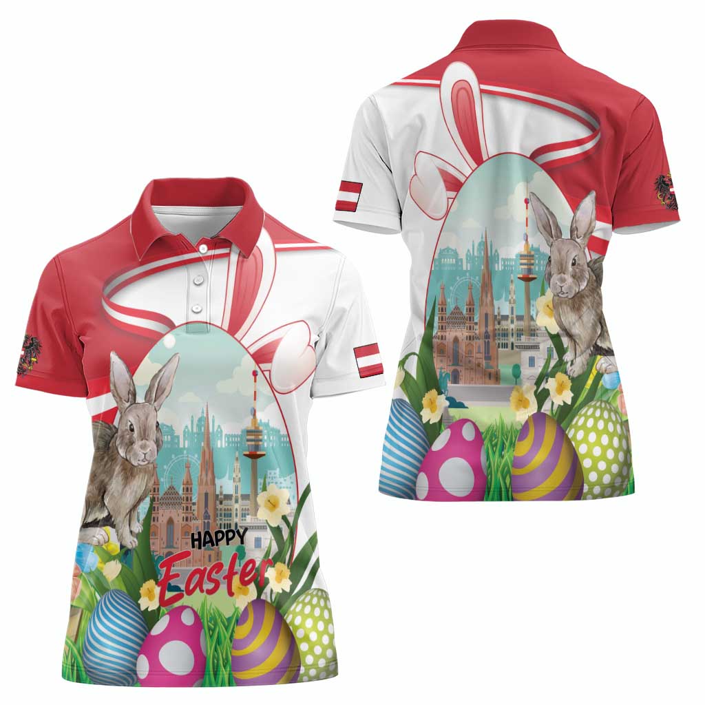 Happy Easter Austria Women Polo Shirt Easter Eggs With St. Stephen's Cathedral